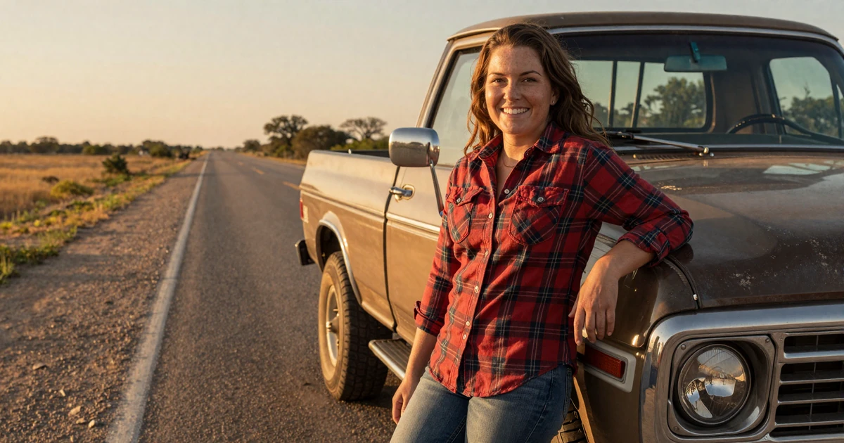 Woman waiting at a farmhouse porch for a returning trucker - long distance trucker relationship