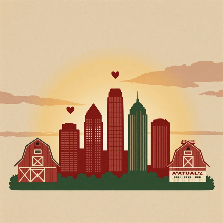 Six US city skylines for trucker dating by city - Dallas, Houston, Chicago, LA, NYC, Atlanta