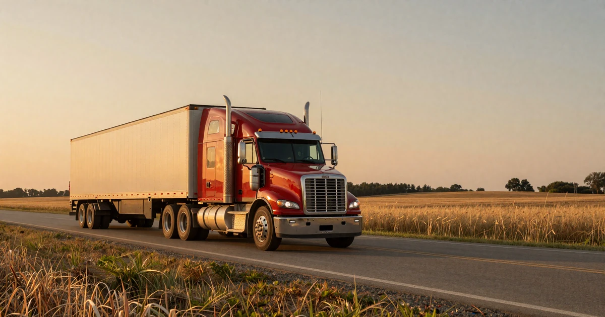 Long-haul semi-truck driving into golden sunset on open highway - being in a relationship with a truck driver