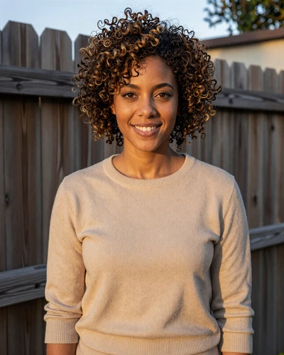 Aaliyah, 35, Riverside California - trucker dating profile in beige sweater outdoors